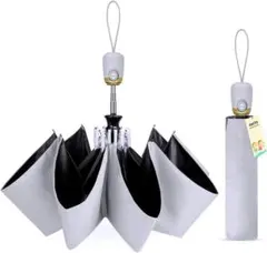 訳アリ　日傘 折りたたみ 傘 ワンタッチ 自動開閉 晴雨 兼用 (グレー)