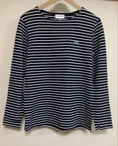 LACOSTE スリムフィット 長袖カットソー ネイビー/ホワイト　メンズS