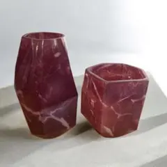 Francfranc フランフラン フラワーベース 2点 大理石風花瓶　パープル