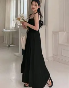 SHEIN ノースリーブロングワンピース ブラックのサムネイル