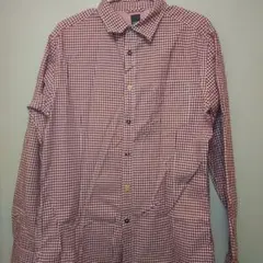 HERE'S長袖ギンガムチェックシャツ レッド系 Lサイズのサムネイル