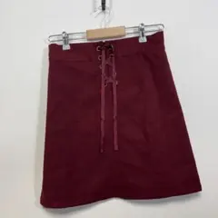 OLIVE des OLIVE レースアップミニスカート ボルドー