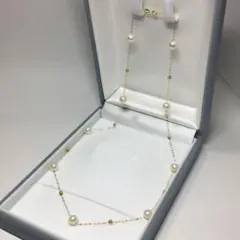 K18 本真珠　淡水　ベビーパール デザイン　ネックレス au750刻印