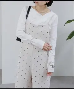 mystic ドット刺繍キャミサロペ ホワイト1のサムネイル