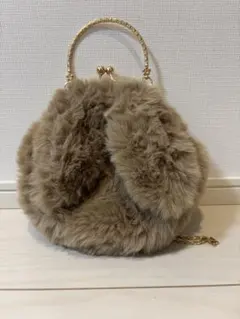 うさぎ型ファーショルダーバッグ ベージュ