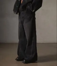 【GRANCY】ジップデザイン バギーデニム 【ブラック】　グランシー