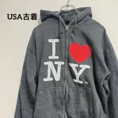 I Love NY ジップアップパーカー グレー　Mサイズ