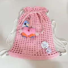 ハンドメイド 編み物 ナップサック 平成女児 - メルカリ