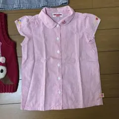 （美品）MIKI HOUSE ピンクチェック 半袖シャツ 110