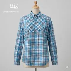 ユニクロ アンダーカバー　メンズ ブルーチェック柄 コットン ネルシャツ Ｍ