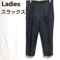 スラックス パンツ 黒 レディース 古着 ボトムス ブラック