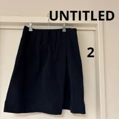 UNTITLED ネイビー ひざ丈 プリーツスカート オフィス デート