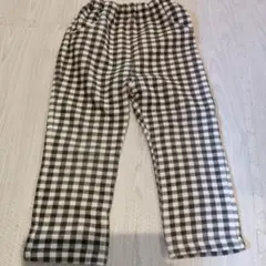 裏起毛チェック 長ズボン 白 黒 100cm