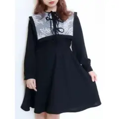 【ROJITA】♡スクエアBIG衿リボンワンピース（ブラック）