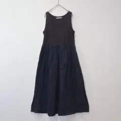 アーバンリサーチドアーズ　ロングワンピース ノースリーブ　紺色　ネイビー　フレア