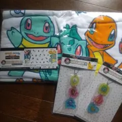 【未開封】ポケモン バスタオル＆アクリルチャーム　ゼニガメ・ヒトカゲ・フシギダネ