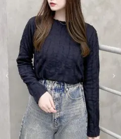 INGNI フリンジトップス　長袖　ブラック