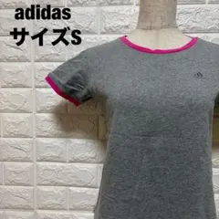adidas グレー/ピンク 半袖Tシャツ S スポーツウェア 春夏【1859】