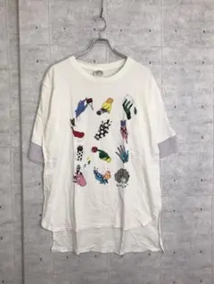 ファンシー アート 古着 SCOLAR カラフル ハンド イラスト Tシャツ