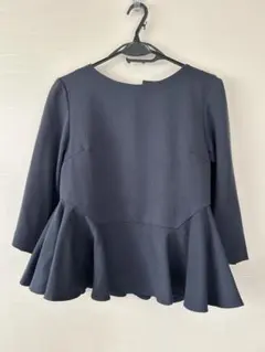 日本製 セオリーリュクス ブラウス ネイビー ペプラム 春 大人 上品 
