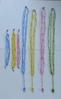 カラフルビーズネックレスとブレスレット7点セット