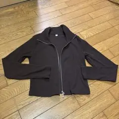 GU リブジップアップブルゾン ダークブラウン