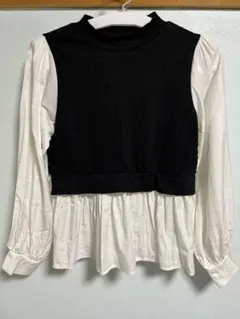 レイヤードデザイン 長袖トップス Lサイズ