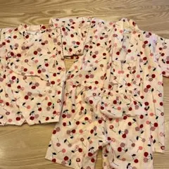 【美品】甚平　姉妹コーデ　リンクコーデ　お揃い　さくらんぼ　くろわっさんすべべ