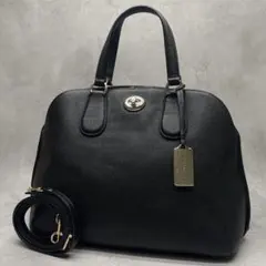 美品✨コーチ 2way トート ショルダーバッグ オールレザー ターンロック 黒