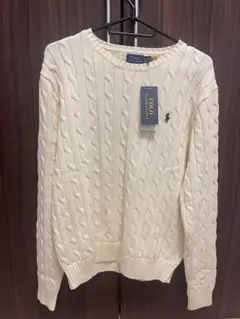 新品　ラルフローレン ケーブルニット コットン クルーネック セーター クリーム