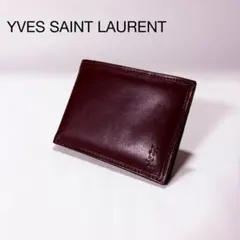 イヴ サンローラン 二つ折り財布 YSL レザー ワインレッドのサムネイル