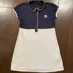 MONCLER 半袖ポロワンピース ネイビー/ホワイト140