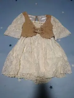 LIZLISA　チュニック　ワンピース　レース　秋冬　ベスト　ナポレオン　秋冬