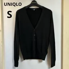 UNIQLO エクストラファインメリノVネックカーディガン ブラック S