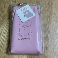 ほっこりモコモカ　ウォレット付き　スマホショルダー　ポーチ　ピンク