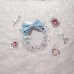 リボン 水色 硬質ケース トレカケース デコ B8