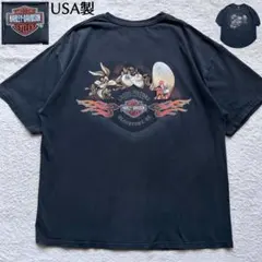 【USA製】ハーレーダビットソン×ルーニーテューンズ　Tシャツ　両面　黒　XL
