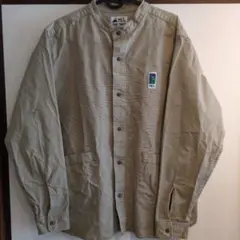 【MEI】バンドカラージャケット ワークシャツ バンドカラーシャツ L ベージュ