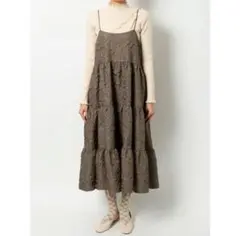 merry jenny rumpleティアードキャミワンピース ブラウン