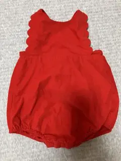 Jacadi 赤 スカラップロンパース 12M
