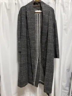 グレー系チェック柄ロングコート