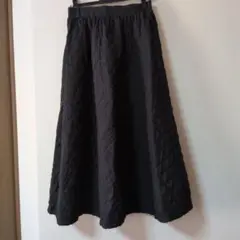 ブラック キルティング フレアスカート L しまむら