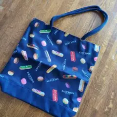 【非売品】FAUCHON スイーツ柄トートバッグ ネイビー