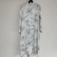 BEAUTY＆YOUTH 花柄ホワイト長袖シャツワンピース Sサイズ