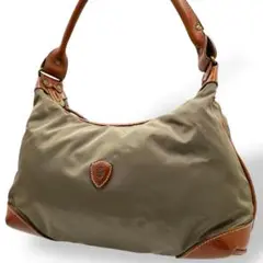 美品　Felisi フェリージ　ショルダーバッグ　ナイロン　レザー　カーキ　ロゴ