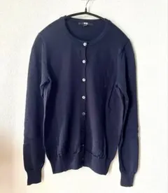 美品　ユニクロ　クルーネックカーディガン　ネイビー　Mサイズ　ウール　春