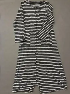 ベルメゾン　千趣会　マタニティパジャマ M-L 長袖　グレーボーダー
