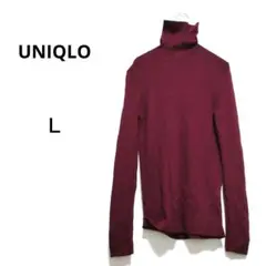 ユニクロ L エクストラファインメリノリブタートルネックセーター ウール100%