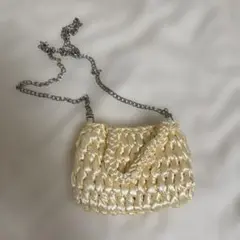 クリーム色 布製 パーティーバッグ