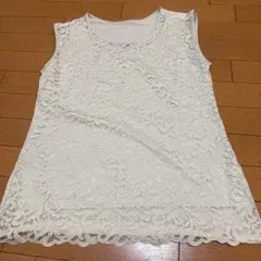 シャルレ　ホワイトレースノースリーブシャツ Mサイズ